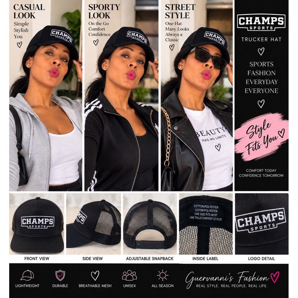 Champs Sport Trucker Hat BlUE White Logo Mesh Snapback Baseball Cap OSFM